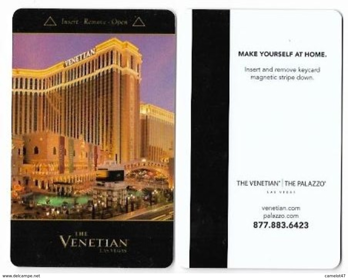 The Venetian Casino & Hotel, Las Vegas, Used Magnetic Hotel Room Key Card, # Venet-76 - Cartas De Hotels