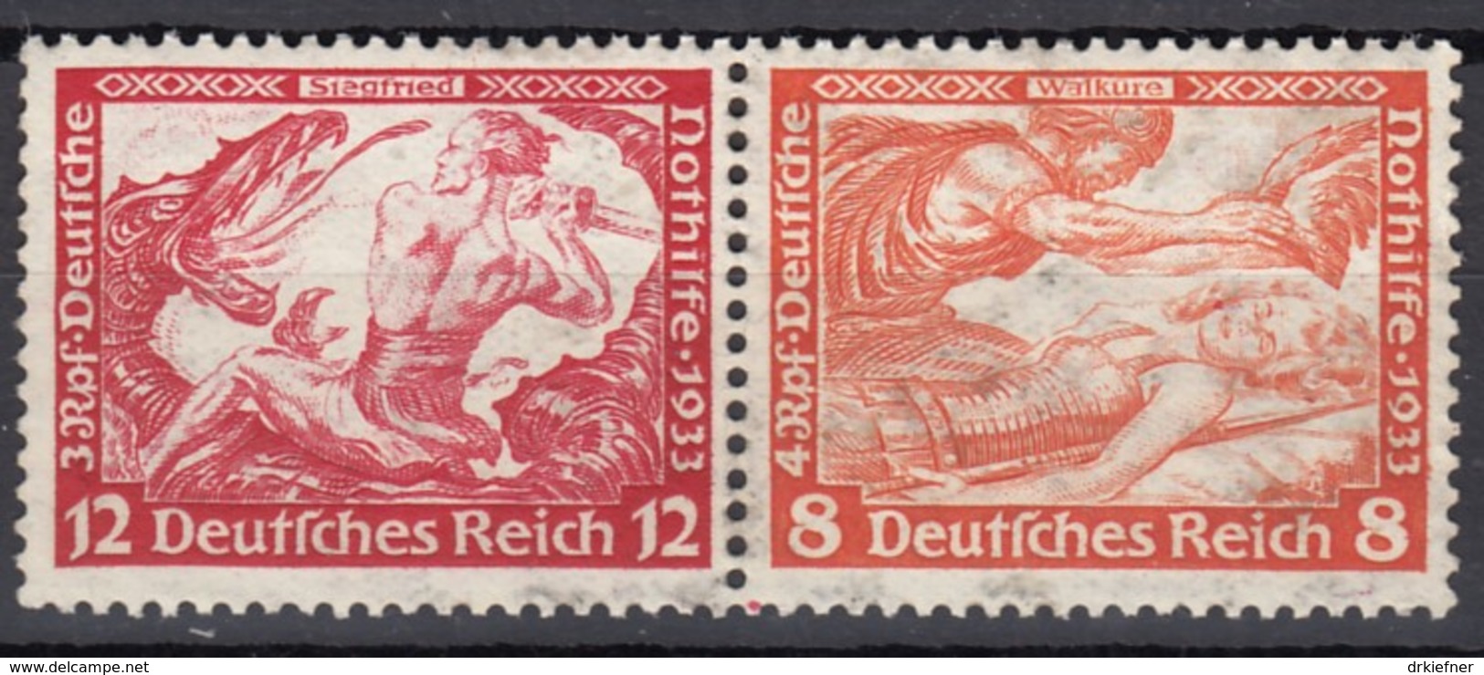 DR W 55, Postfrisch *, Nothilfe Wagner 1933 - Se-Tenant