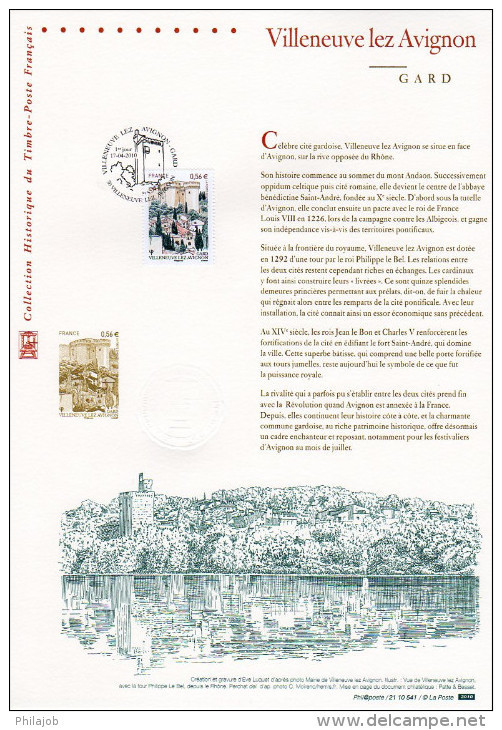 " VILLENEUVE-LEZ-AVIGNON " Sur Document Philatélique Officiel 1°Jour De 2010. N° YT 4443. (Prix à La Poste = 5.00 €) DPO - Documentos Del Correo