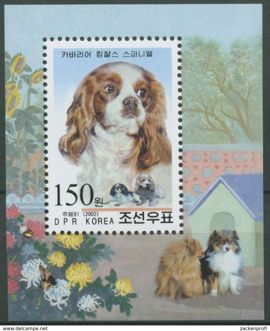 Korea (Nord) 2002 Katzen Und Hunde: Spaniel Block 537 A Postfrisch (C74959) - Corea Del Nord