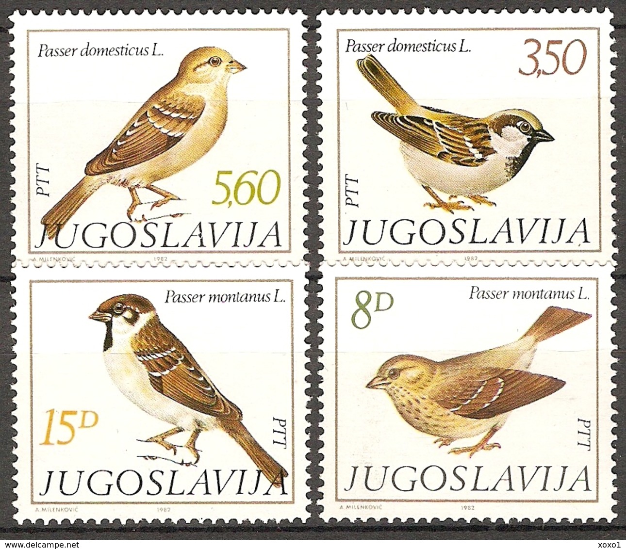 Yugoslavia 1982  MiNr. 1925 - 1928  Jugoslawien Birds Sparrows  4v  MNH**   4.50 € - Moineaux