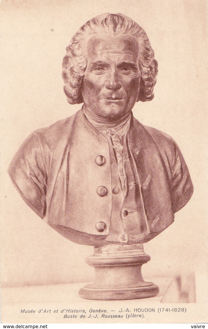 Jean-Jacques Rousseau - Buste Par Houdon - Musée Genève - Carte Postale Non écrite - Sculptures