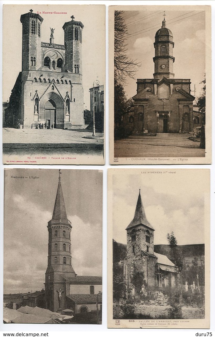 8 CP Haute Garonne EGLISE Cazères Cugnaux Cadours Cazeaux Verfeil + Clocher Plancard Toulouse Taur Pibrac - Sonstige & Ohne Zuordnung