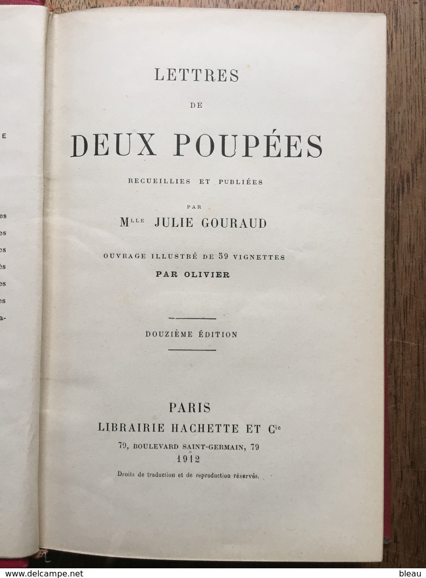 (enfants) Julie GOURAUD : Lettres De Deux Poupées. Bibliothèque Rose, 1912. Bel Exemplaire. - 1901-1940