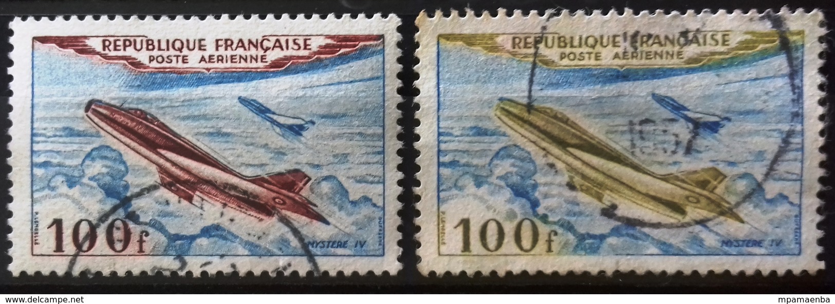 France, Lot P.A. Oblitérés, Avec Variété Du 100 F (Mystère IV Dassault). - Collections (sans Albums)