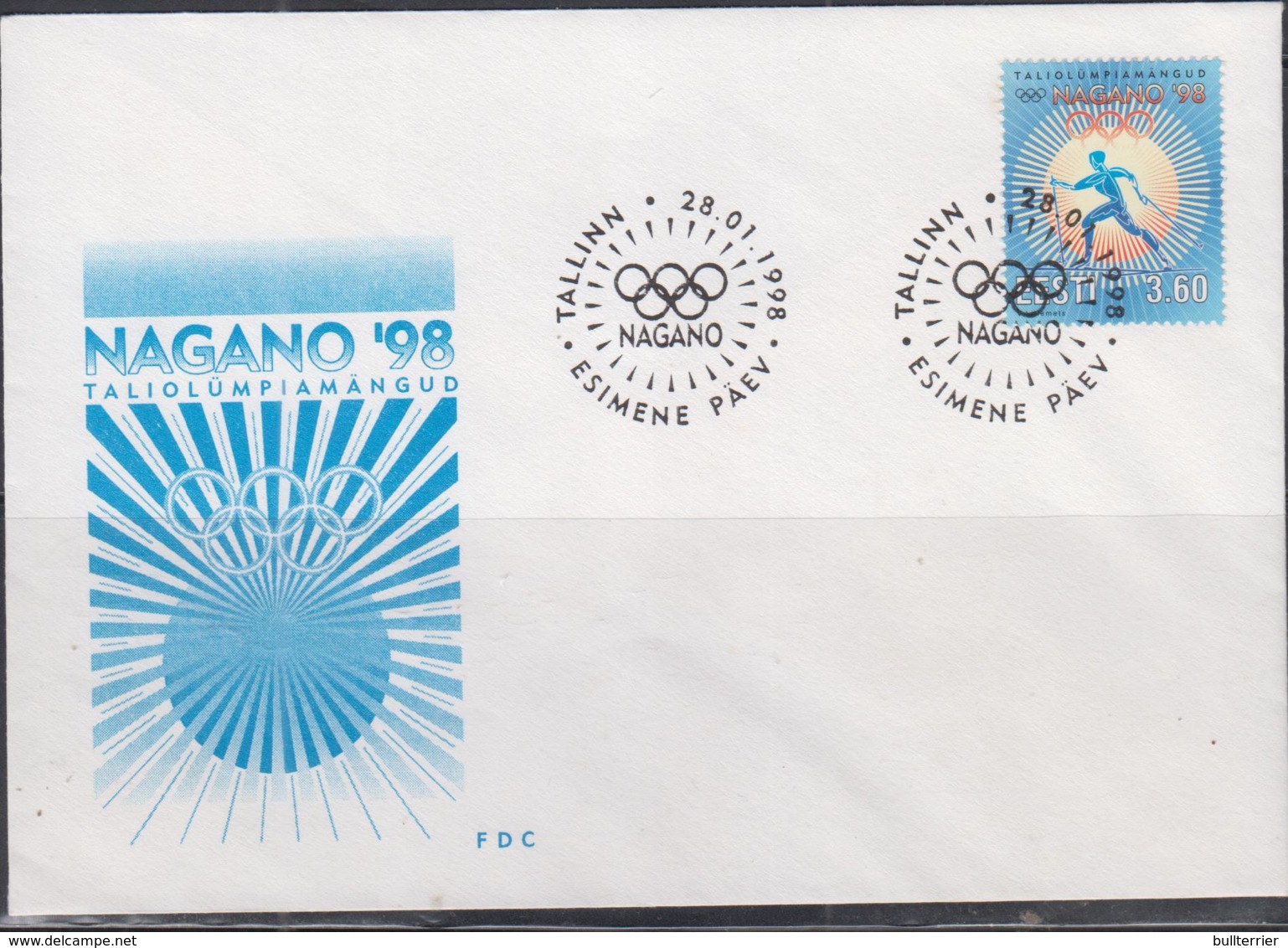 OLYMPICS -  ESTONIA - 1998 - NAGANO  ON  ILLUSTRATED FDC - Invierno 1998: Nagano