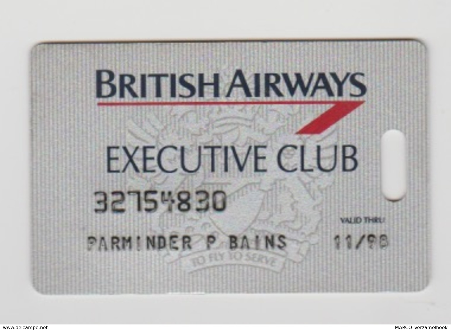 Bagage Pas - Luggage Tag Pass British Airways Executive Club 1998 - Étiquettes à Bagages