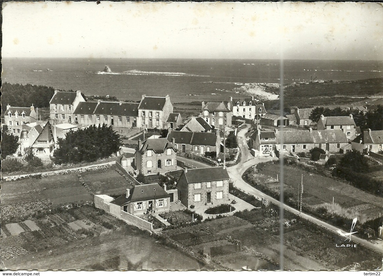 ( ILE GRANDE  )( PLEUMEUR BODOU ) ( 22 COTES DU NORD ) ( VUE AERIENNE ) QUARTIER DES ECOLES ET VUE SUR L ILE CORBEAU - Pleumeur-Bodou