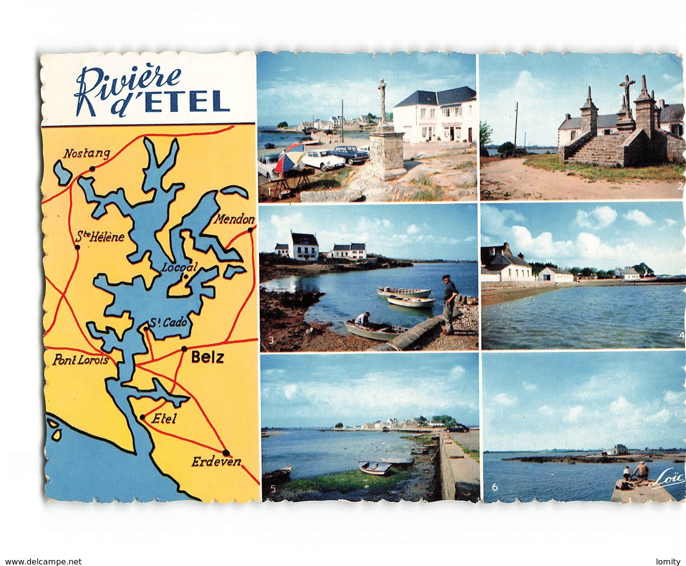 56 Riviere D' Etel Saint Cado Pont Lorois Locoal Mendon Carte Geographique Et 6 Vues Voiture Auto Citroen DS - Etel