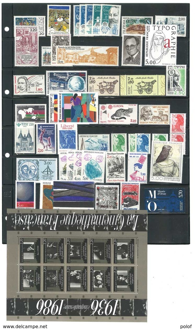 Année Complète 1986 - 59 Timbres Neufs Sans Charnières Ni Traces - Yvert N° 2393 à 2451 - 1980-1989