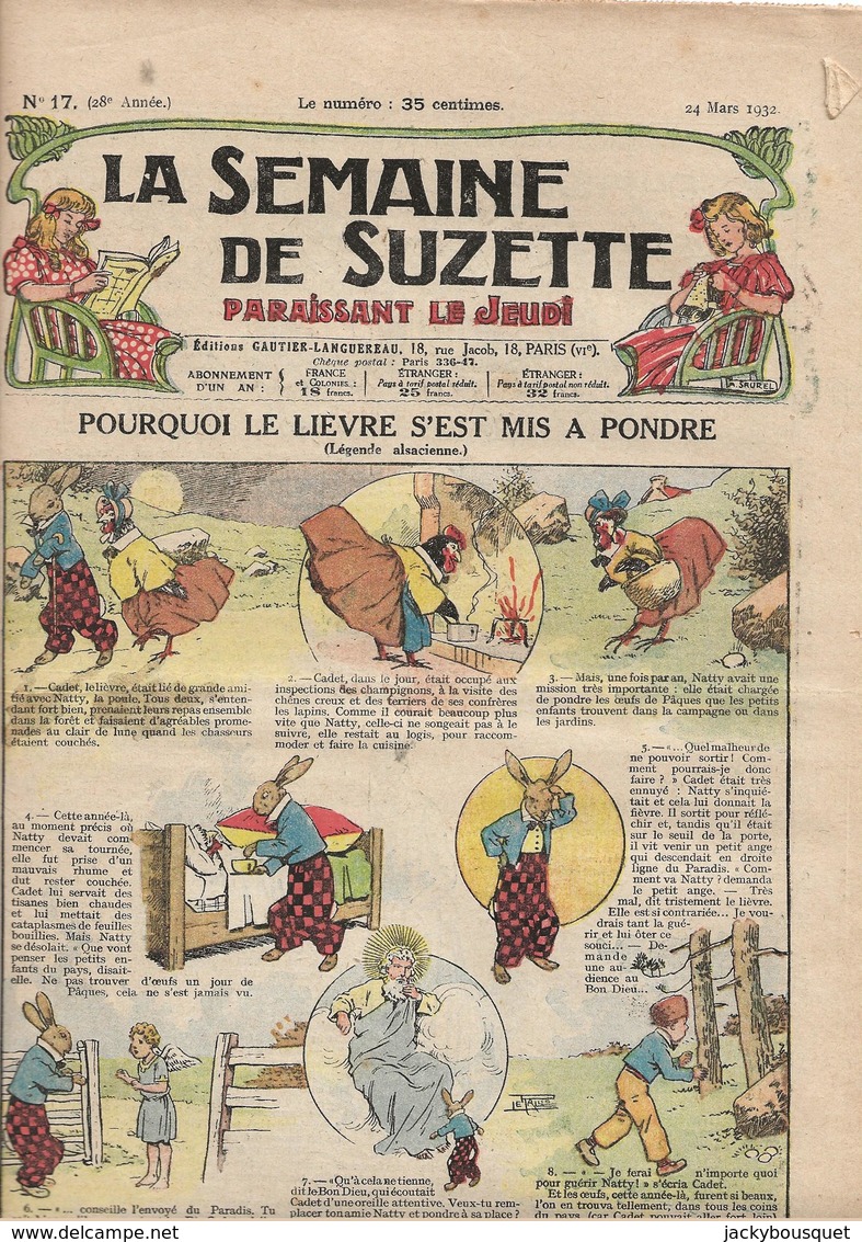 La Semaine De Suzette -  N°24 Mars 1932 - La Semaine De Suzette