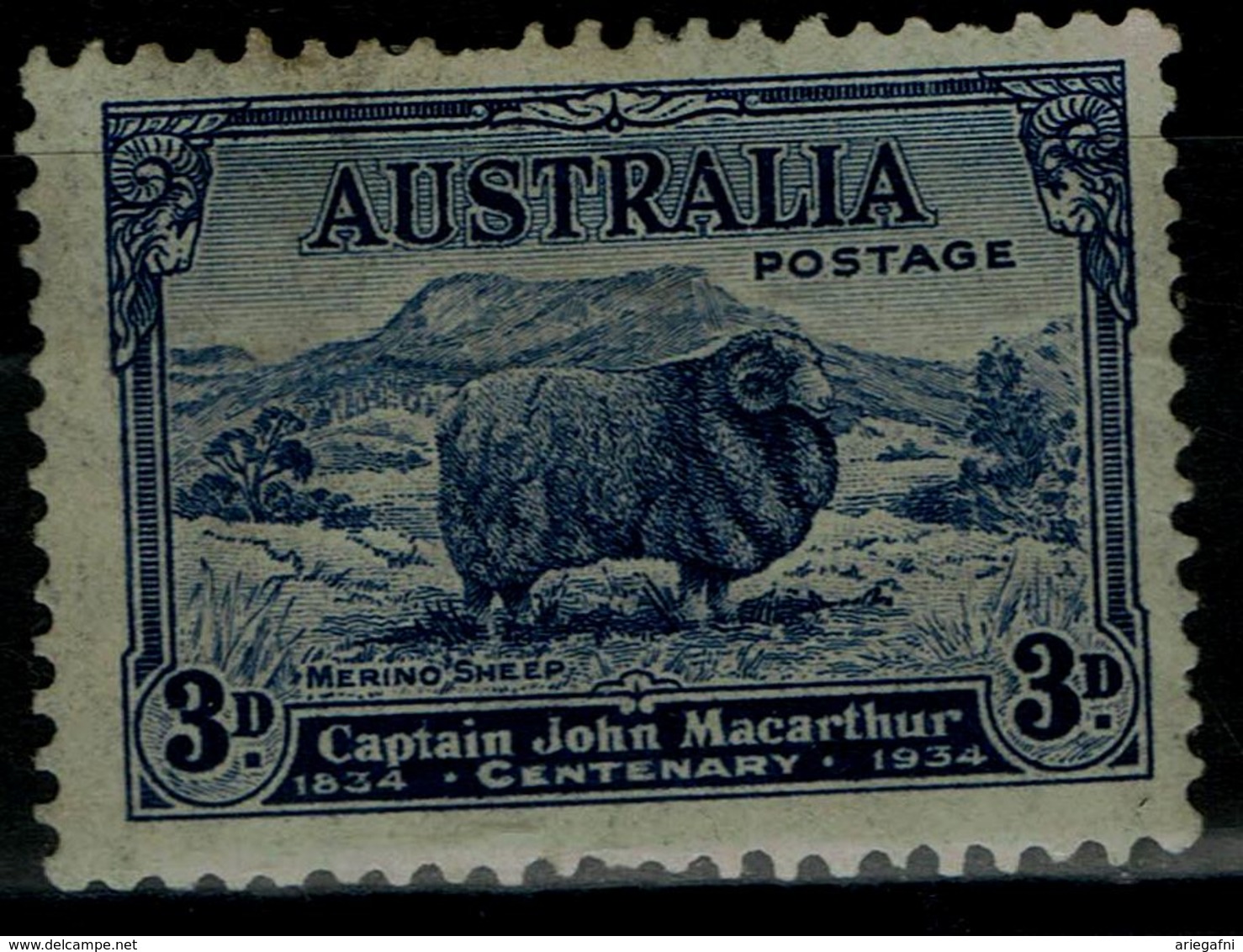 AUSTRALIA 1934 100TH DEATH DAY OF CAPTAIN JOHN MACARTHUR MI No 124 MLH VF !! - Mint Stamps