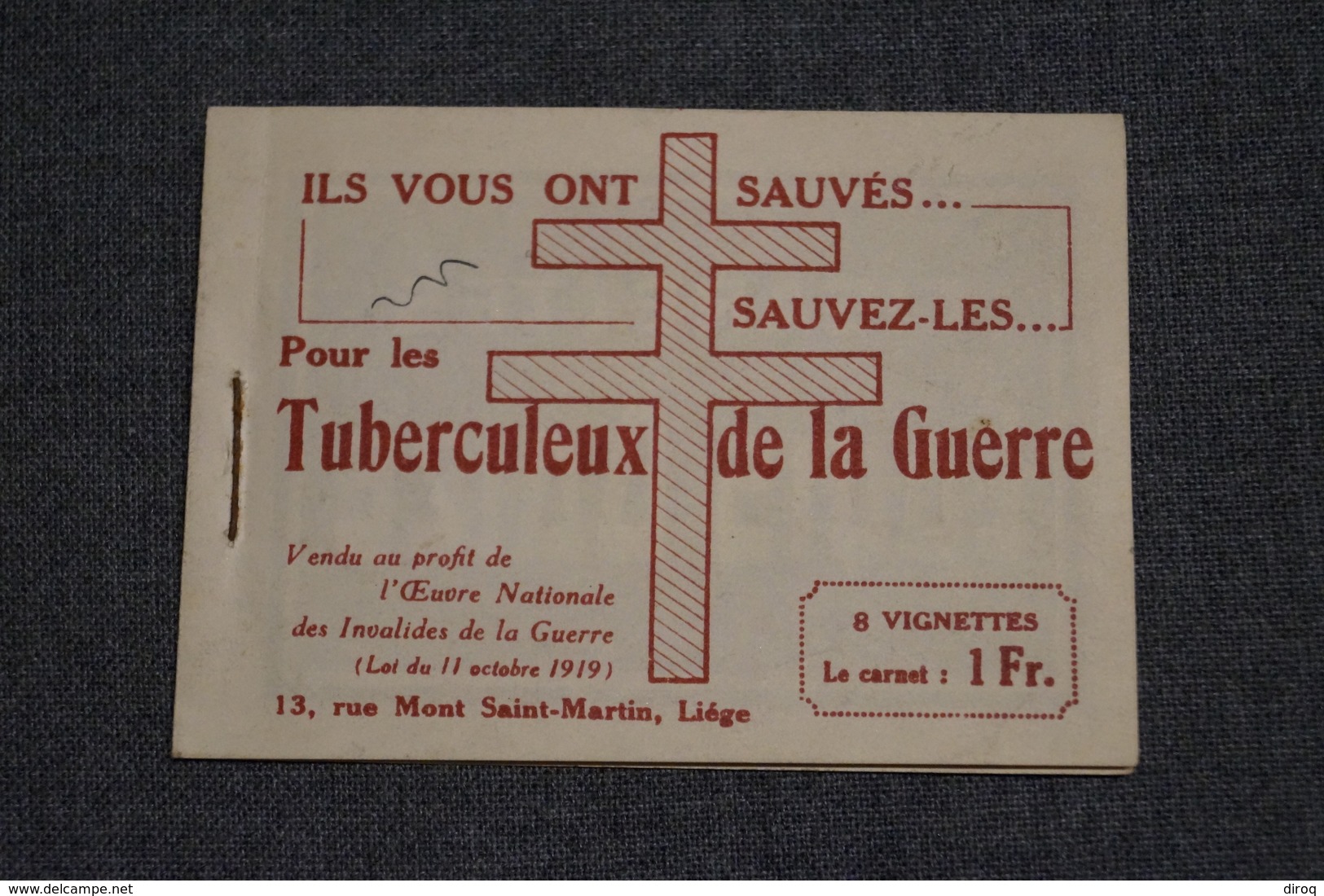 Carnet Avec 4 Vignettes Tuberculeux De La Guerre 14-18 ,O.N.I.G.,publicité De Cigarettes Et Café Chat Noir - 1907-1941 Old [A]