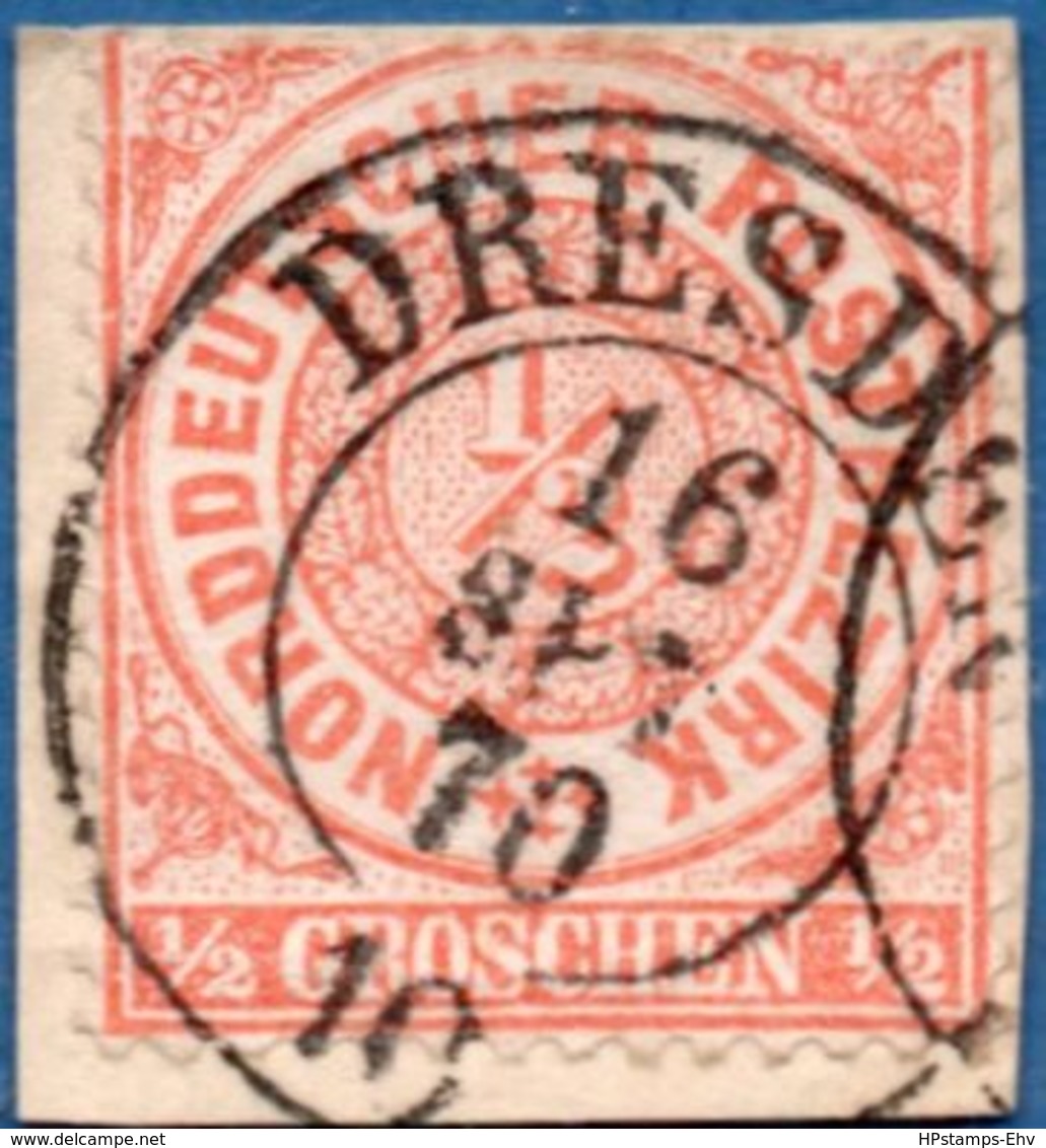 NDP German Confederation 1869 ½ Gr 2-ring Cancel "Dresden 10" 2005.0504 - Other & Unclassified