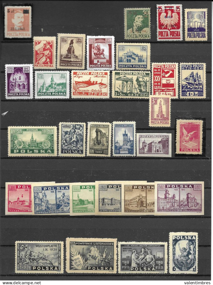 Pologne Année Complète ** 1945  YT 437/63   30 Timbres  Poland  Polen Polska - Années Complètes