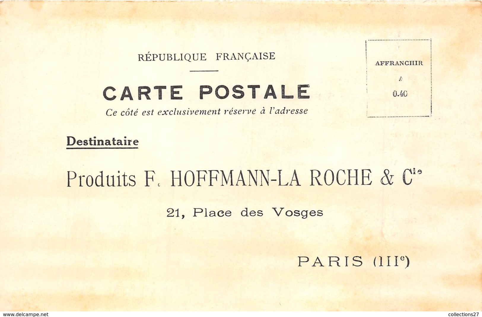 PARIS-75003- 21 PLACE DES VOSGES- PRODUITS F HOFFMANN-LA ROCHE ET Cie - Paris (03)