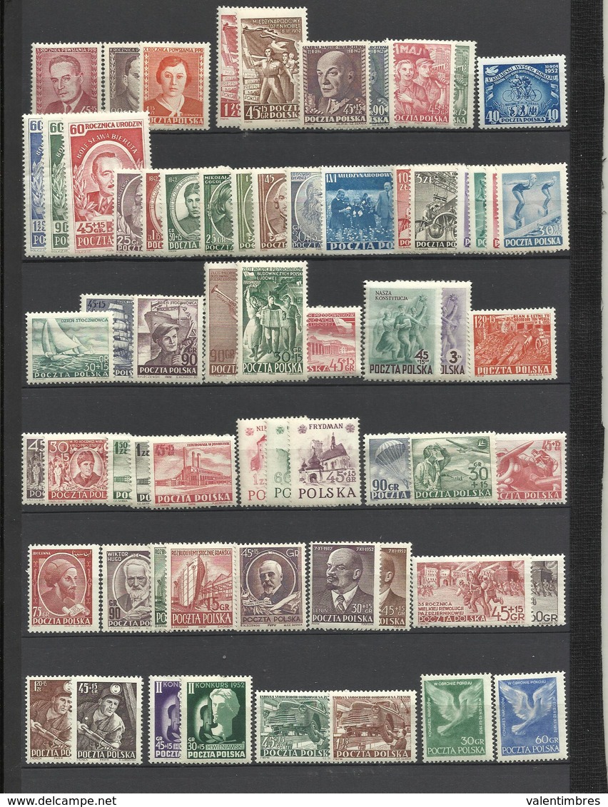 Pologne Année Complète ** 1952  YT 631/94   64 Timbres  Poland  Polen Polska - Années Complètes