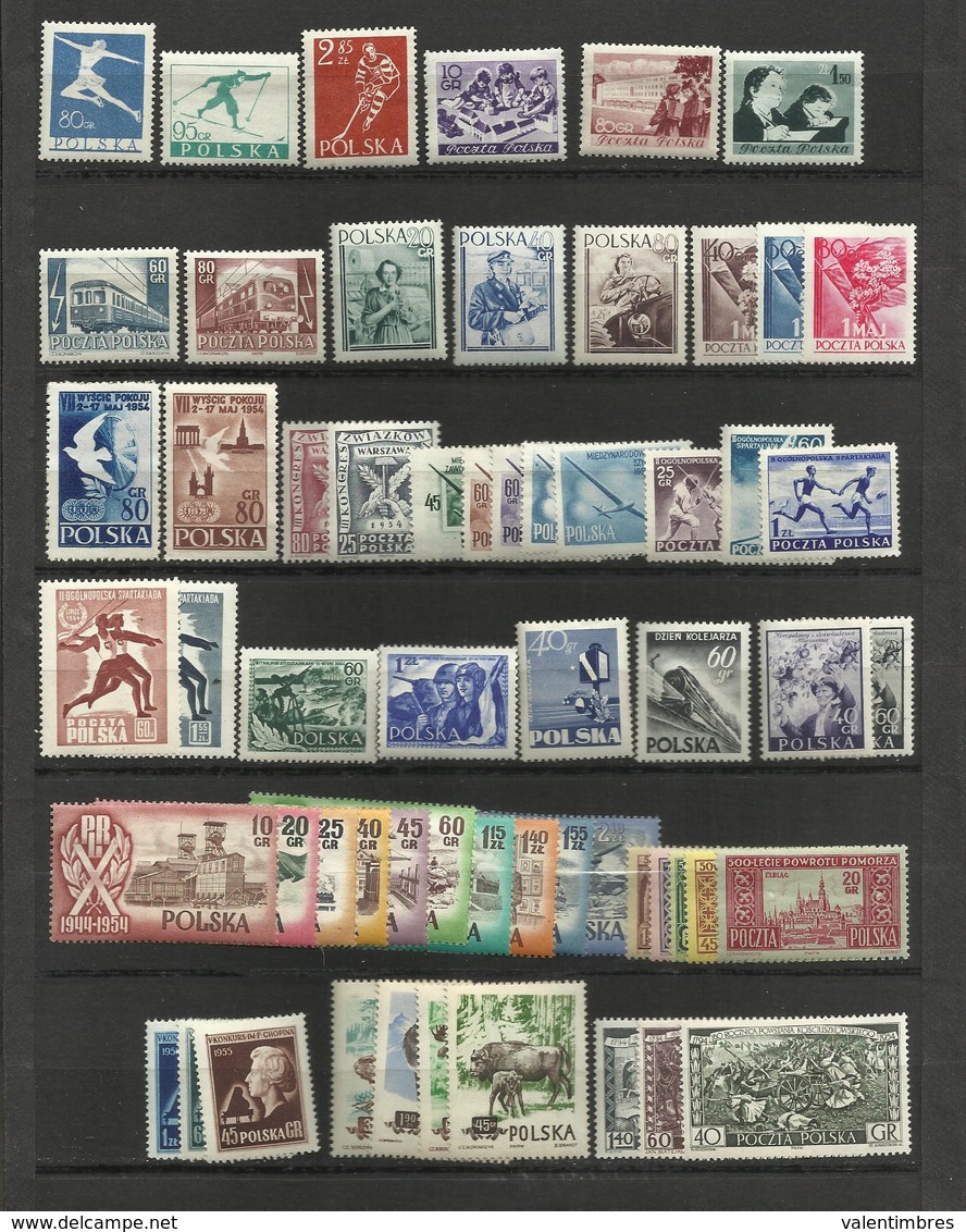 Pologne Année Complète ** 1954  YT  733/791   59 Timbres  Poland  Polen Polska - Années Complètes