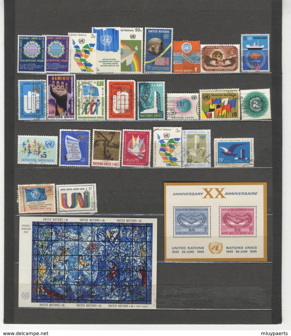 /!\ 7155 - Nations Unies (New York, Geneve) : 203 Timbres + 2 Blocs - Collections, Lots & Séries