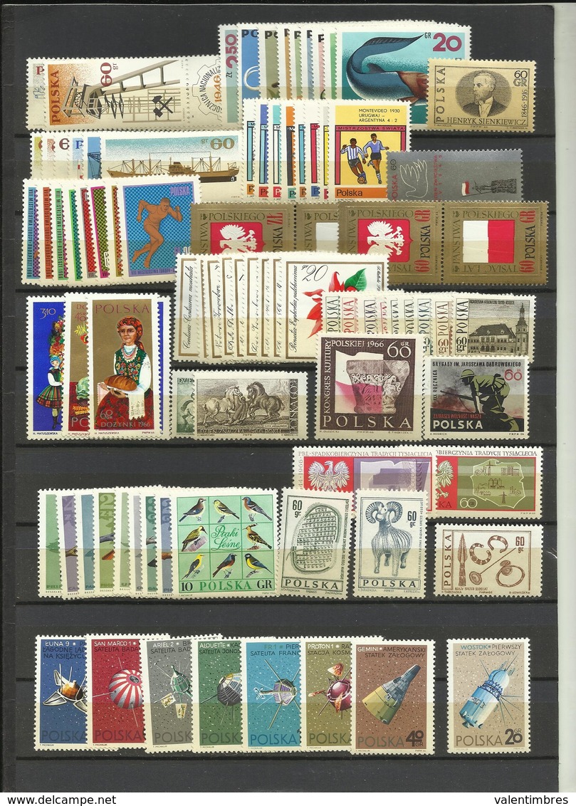 Pologne Année Complète ** 1966  YT  1504/1589   86  Timbres  Poland  Polen Polska - Ganze Jahrgänge