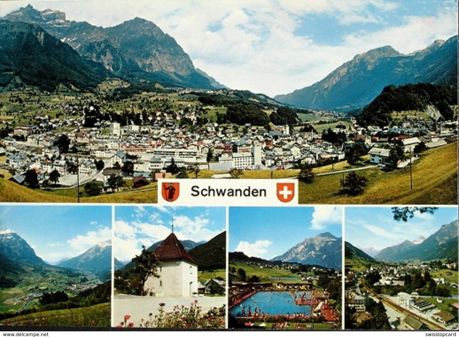 SCHWANDEN Panorama Blick Ab Tannenberg Schwimmbad Pulverturm Schwanden Gegen Süden - Schwanden