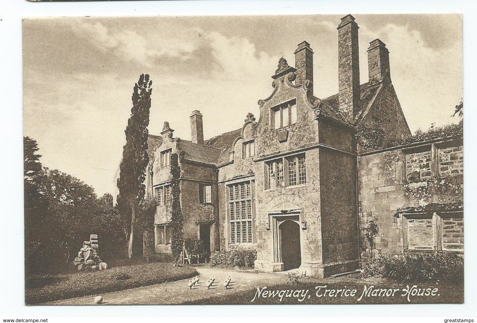 Cornwall Postcard Trerice Manor House Unused Hartnells Series - Newquay
