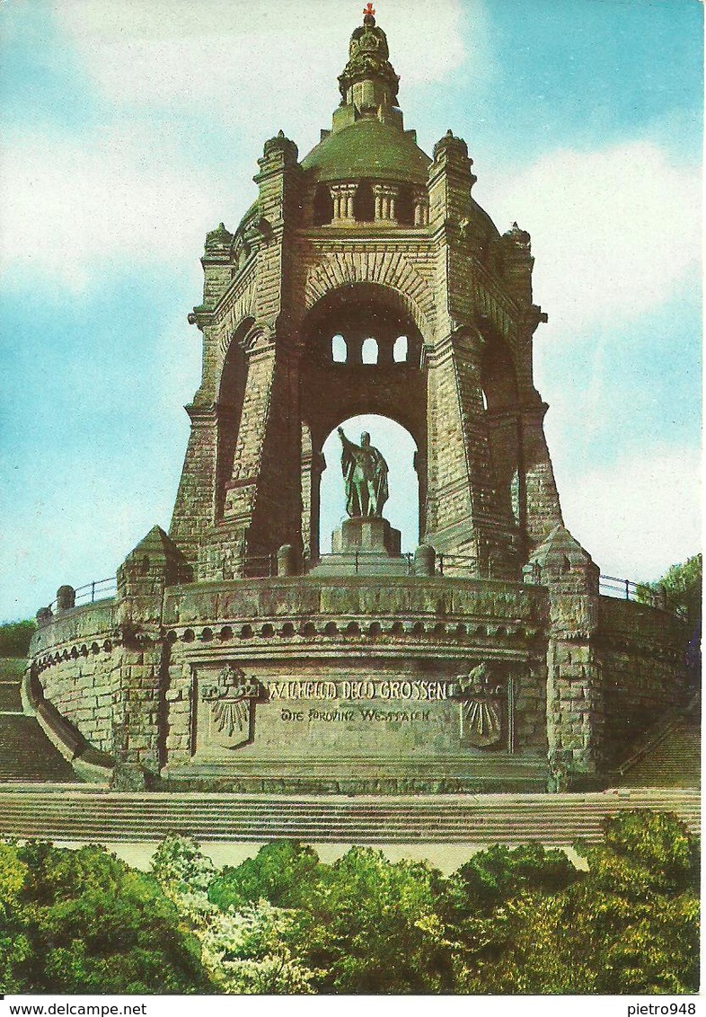 Porta Westfalica (Deutschland, Nordrhein-West.) Kaiser Wilhelm Denkmal, Emperor William Monument, Panorama - Porta Westfalica