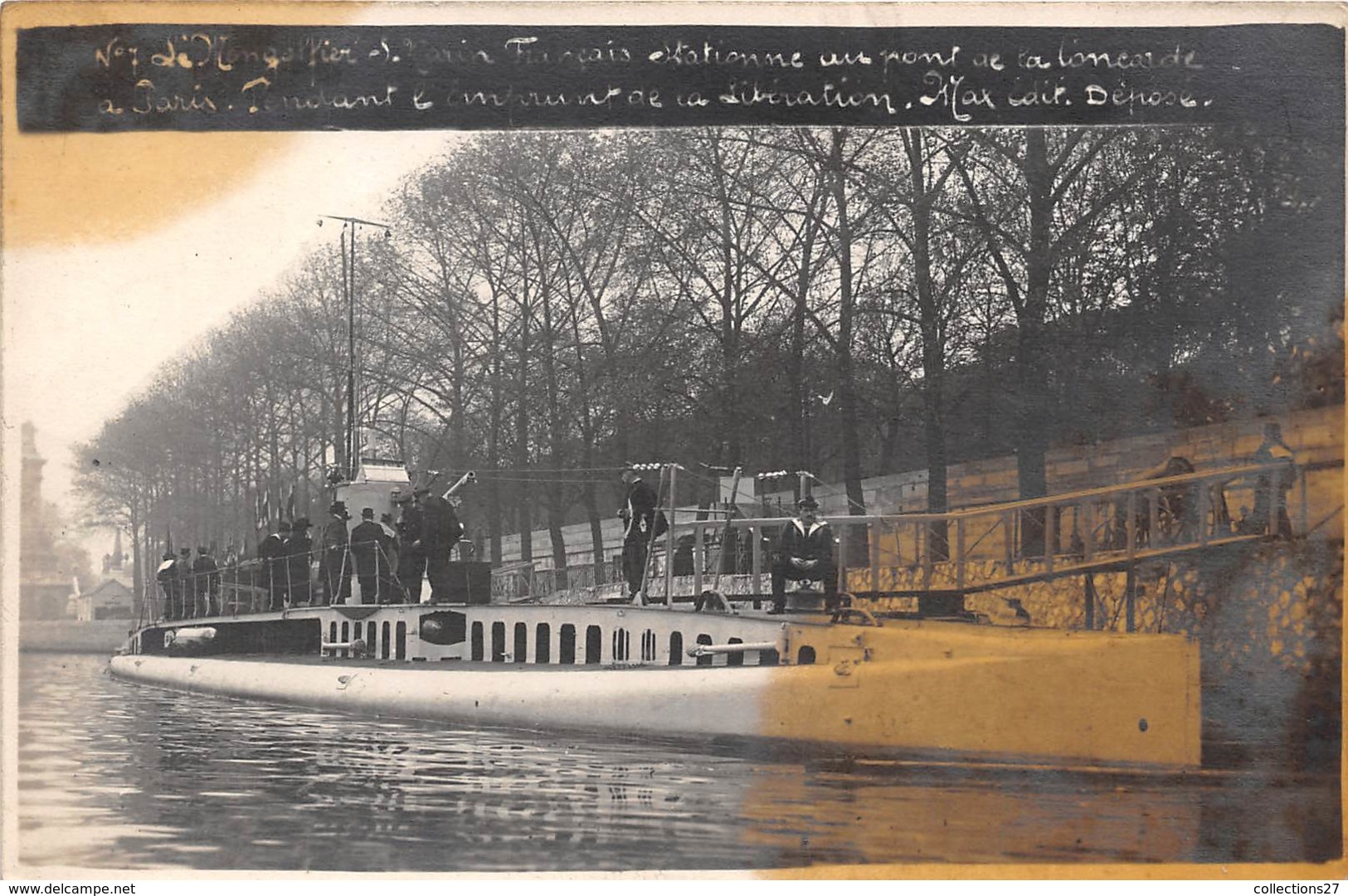 PARIS-75007-CARTE-PHOTO-LE MONGOLFIER SOUS-MARIN FRANCAIS STATIONNE AU PONT DE LA CONCORDE ... - Arrondissement: 07