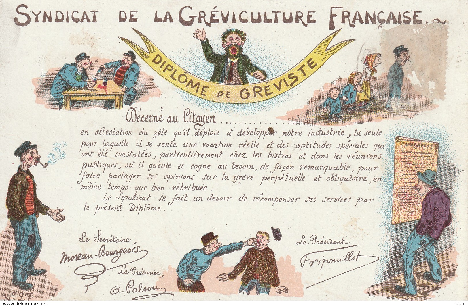 SYNDICAT DE LA GRÉVICULTURE  FRANÇAISE - DIPLÔME DE GRÉVISTE - Gewerkschaften