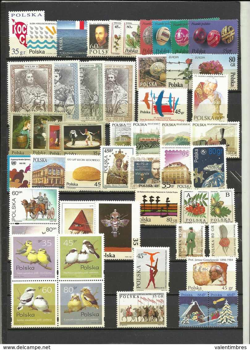 Pologne Année Complète ** 1995   YT  3310/3359B    52  Timbres  Poland  Polen Polska - Années Complètes