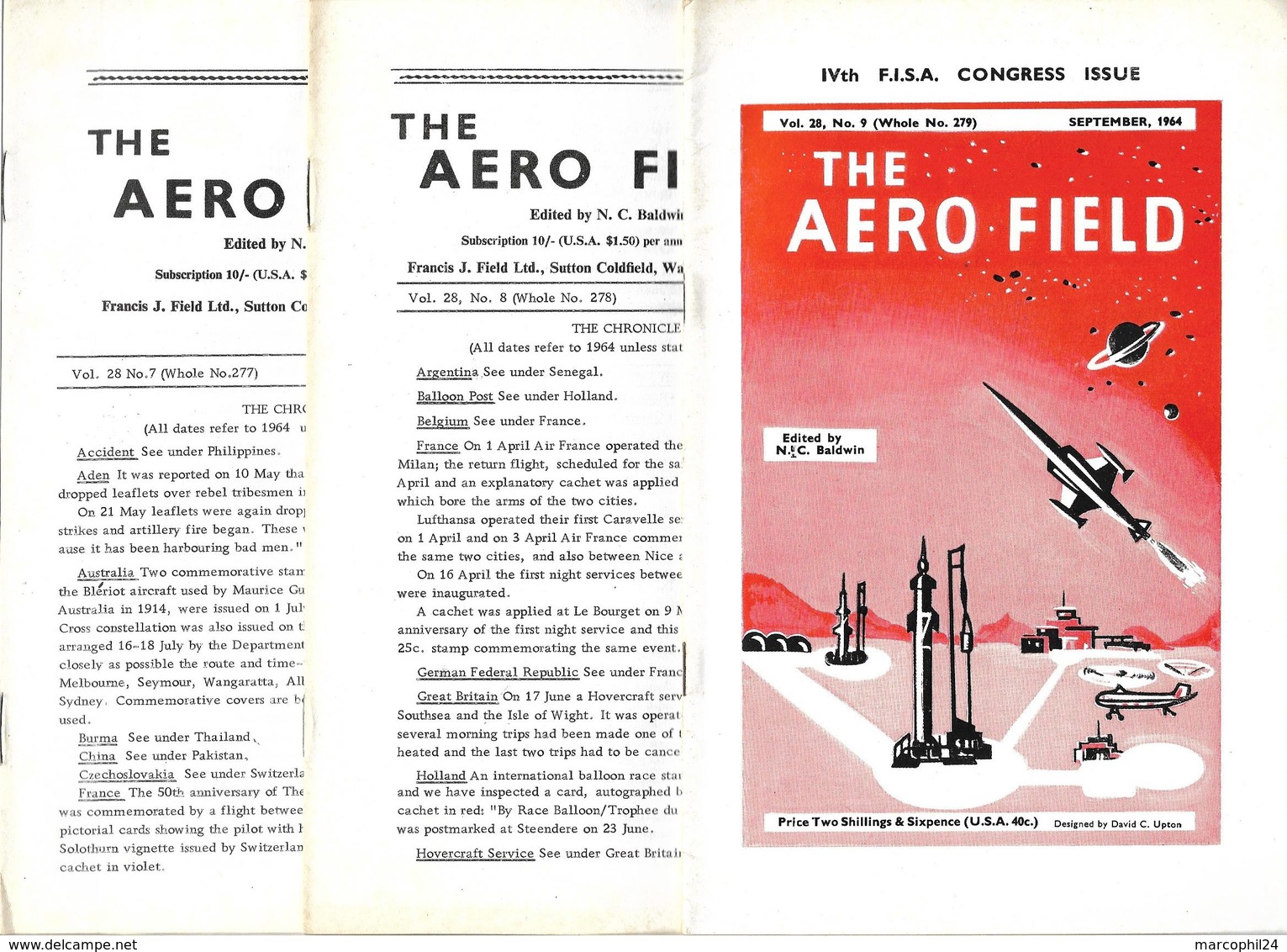 THE AERO FIELD - N° 7 + 8 + 9 - 1964 - AVIATION + IVth F.I.S.A. CONGRESS ISSUE + POSTE AERIENNE En 1934 - French