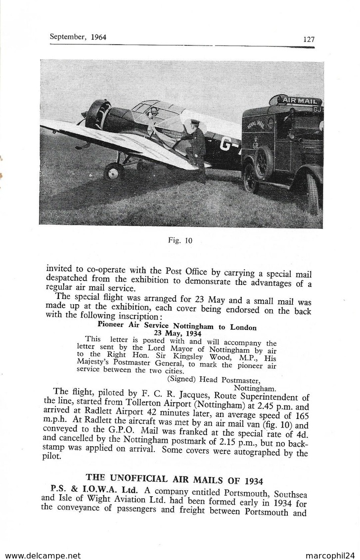 THE AERO FIELD - N° 7 + 8 + 9 - 1964 - AVIATION + IVth F.I.S.A. CONGRESS ISSUE + POSTE AERIENNE En 1934 - French