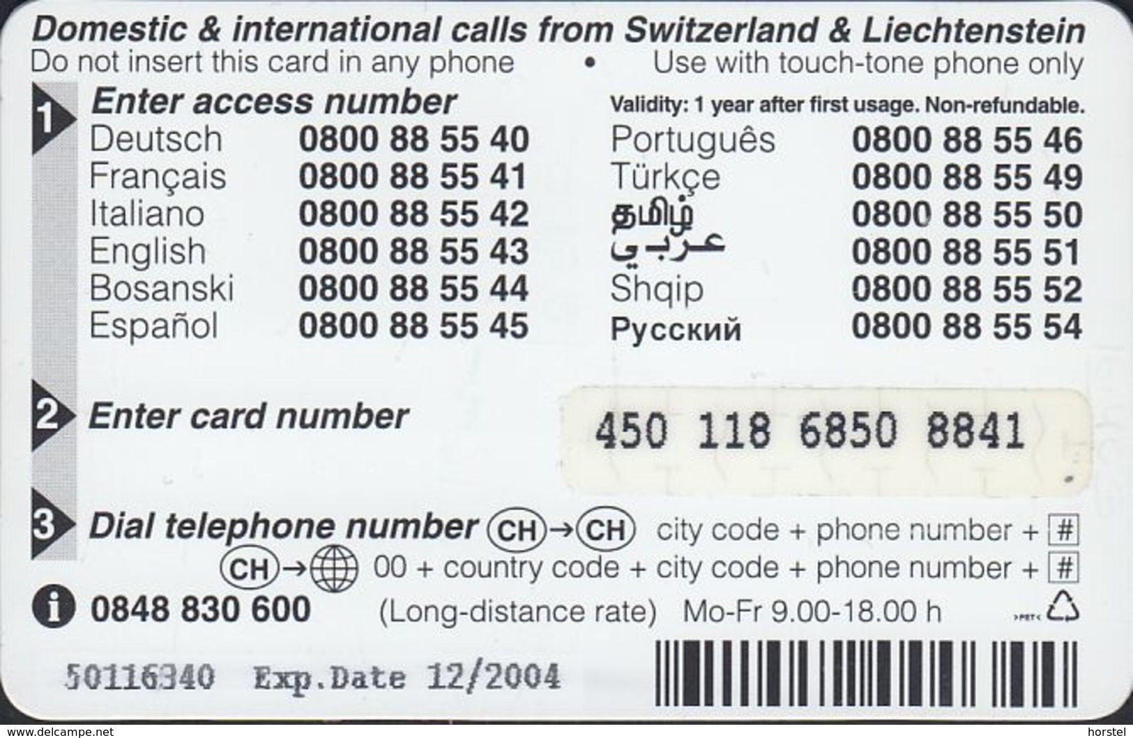 Liechtenstein - Lie 22B - Bald Eagle - Prepaid - 20 CHF - Liechtenstein