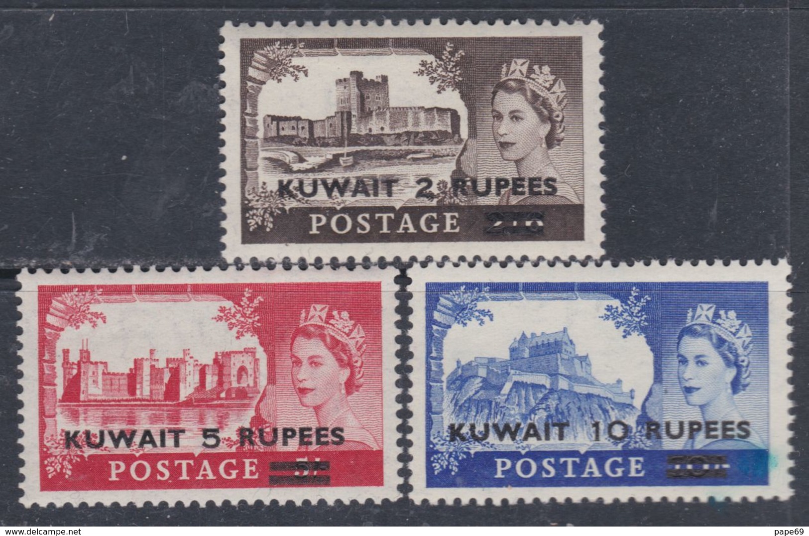 Koweit N° 114 / 16 XX Timbres De Grande Bretagne Surchargés, Les 3 Valeurs Sans Charnière, TB - Koeweit