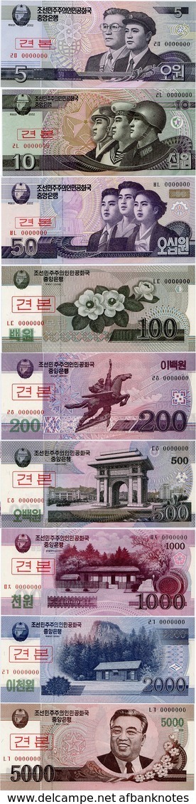 NORTH KOREA     Specimen Set (serial Number: 000000)       P-58s→66s      (ca. 2010)      UNC - Corea Del Nord