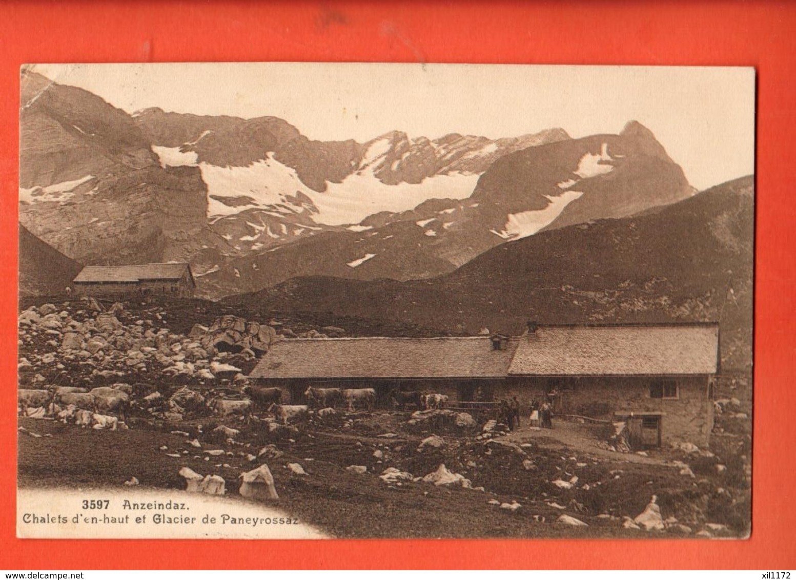 ZAC-28 Anzeindaz Sur Bex, Chalets D'en-haut Et Glacier Paneyrossaz. Sepia Circulé En 1916, Des Arts 4391 - Bex