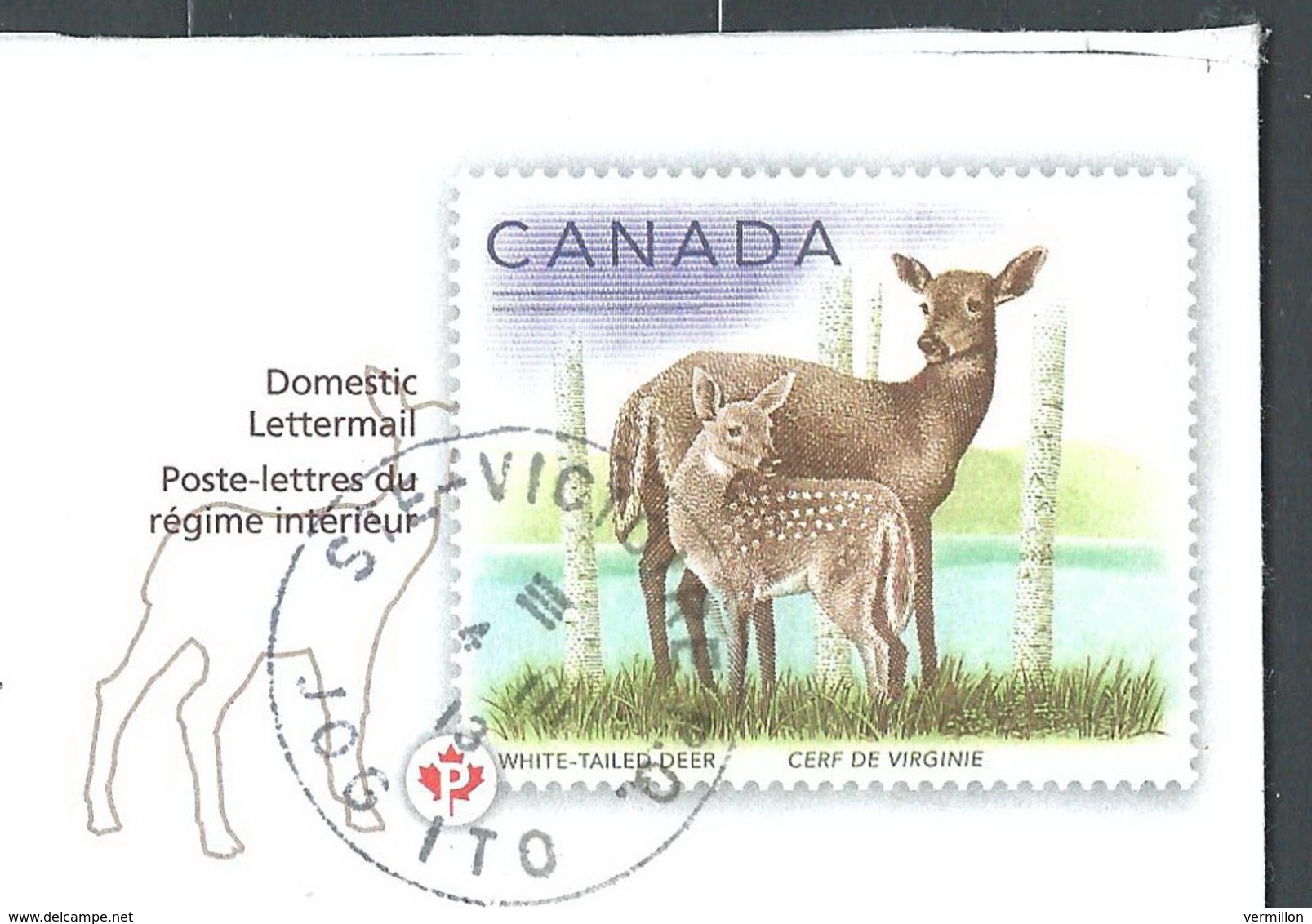 DZ-/-034-- CANADA - REGIME INTERIEUR - CERF De VIRGINIE  En ENTIER POSTAL REELLEMENT CIRCULE - DATE = 04/03/2013, TTB - Gebraucht