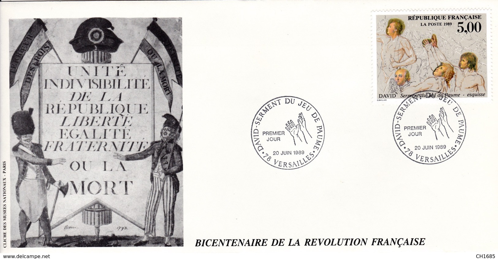 Bicentenaire De La Révolution Française : Serment Du Jeu De Paume Sur Enveloppe Format 11 X 22 Oblitération Versailles - Franz. Revolution