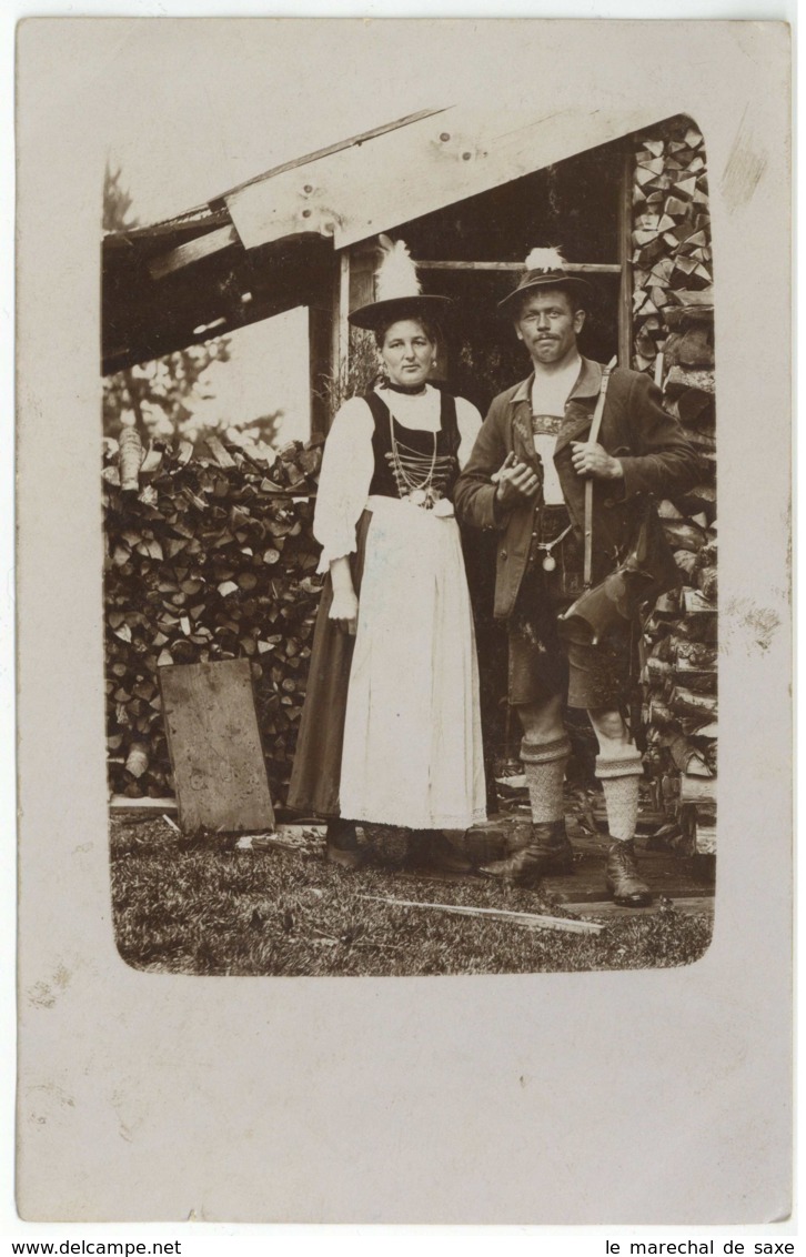 Unterammergau Bayern Garmisch 1916 Foto Ansichtskarte Paar In Tracht Nach Pfronten Ried Zill - Garmisch-Partenkirchen