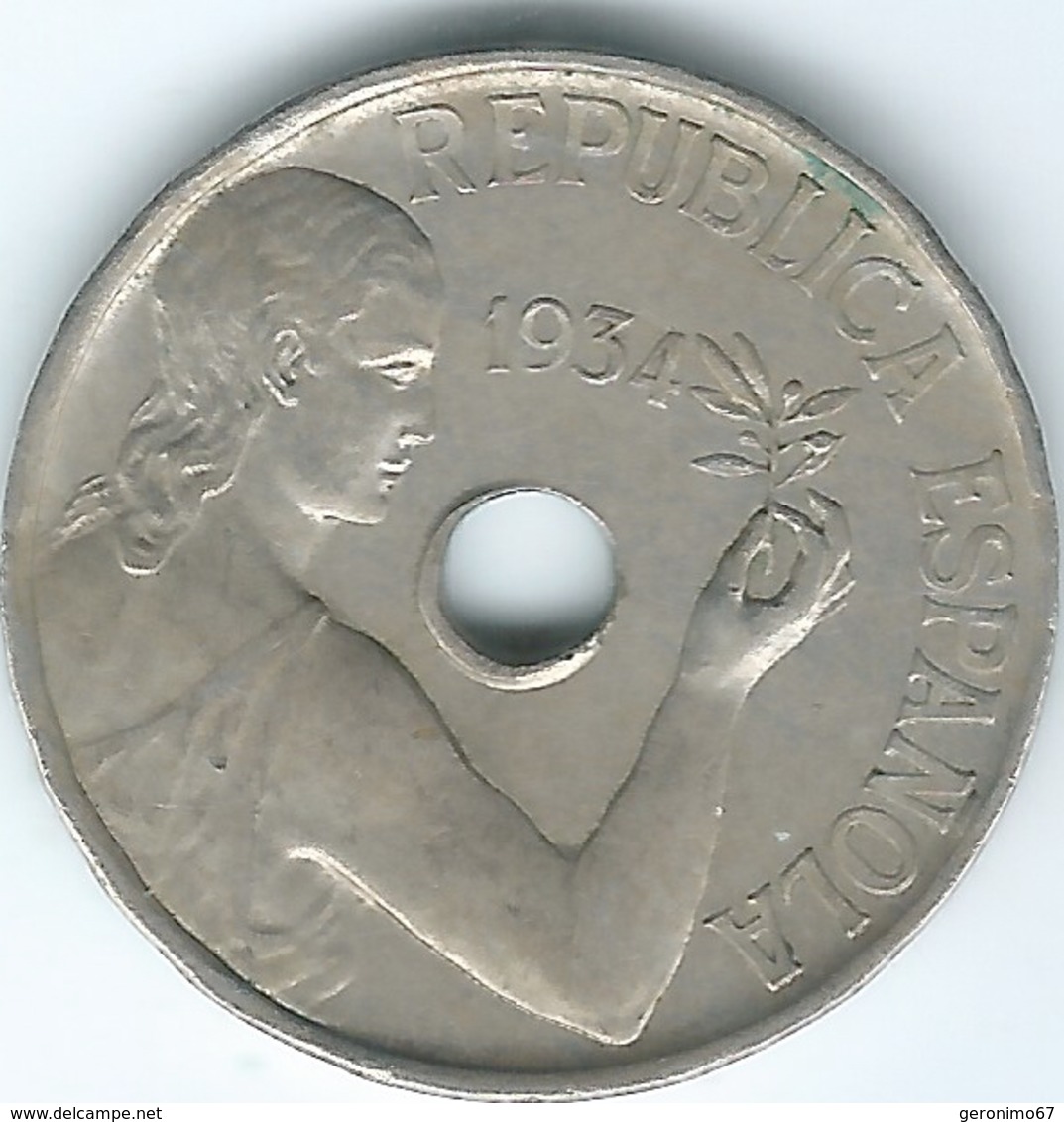 Spain - Republic - 25 Centimos - 1934 - KM751 - 25 Céntimos
