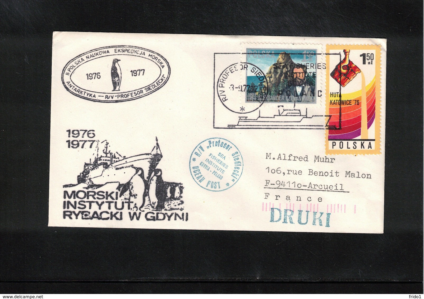 Polska / Poland 1976/77 Polish Antarctic Expedition  - Ship R/V Profesor Siedlicki Interesting Ship Cover - Antarktis-Expeditionen