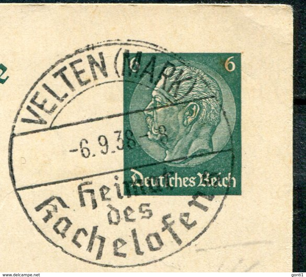 German Empires 1938 GS Hindenburg Grün Mi.Nr.P226 Als Heimatbeleg Mit SST" VELTEN-Heimat Des Kachelofens"1 GS Used - Altri & Non Classificati