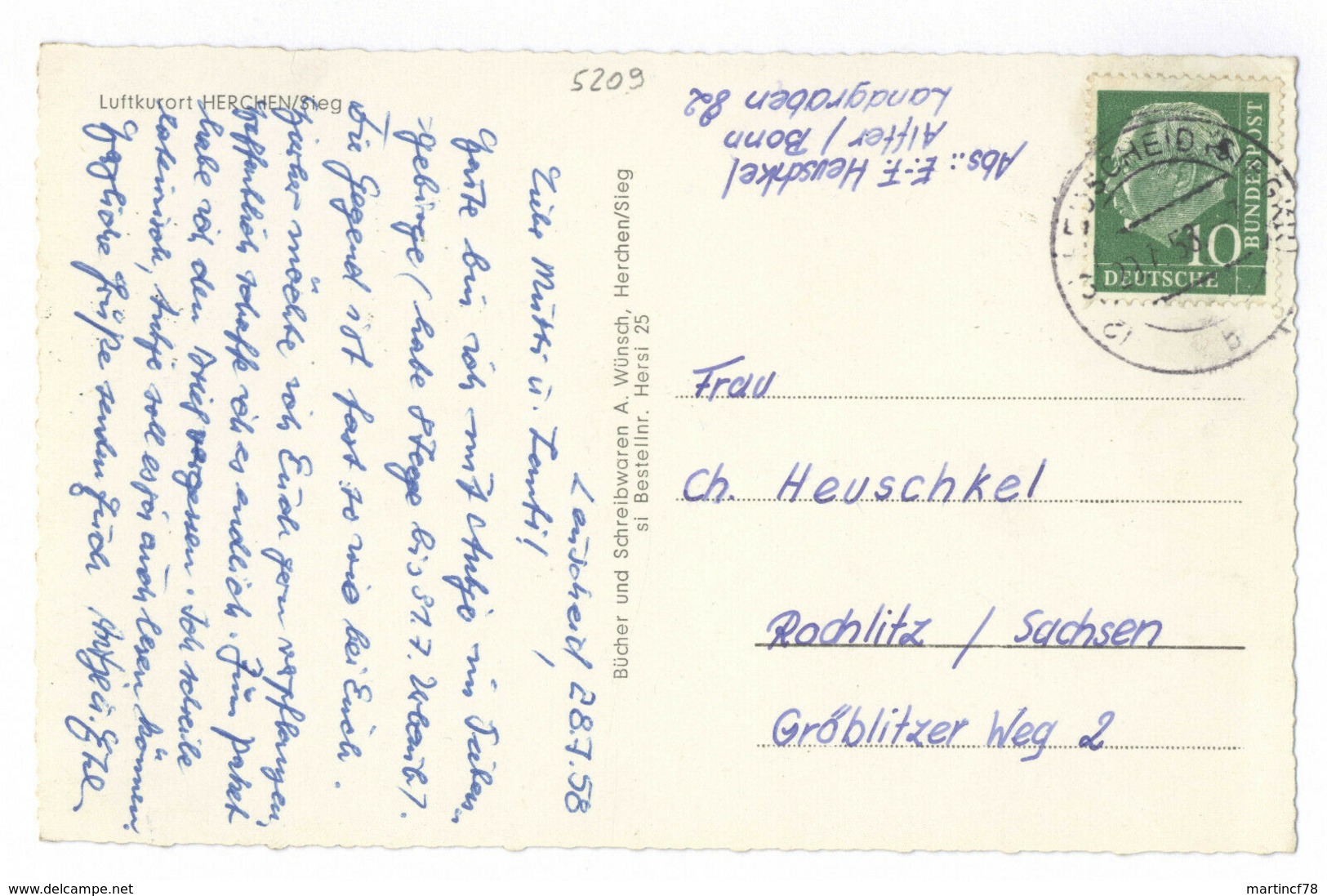 Luftkurort Herchen Sieg Gel. 1958 Windeck Rhein-Sieg-Kreis Ansichtskarte - Windeck