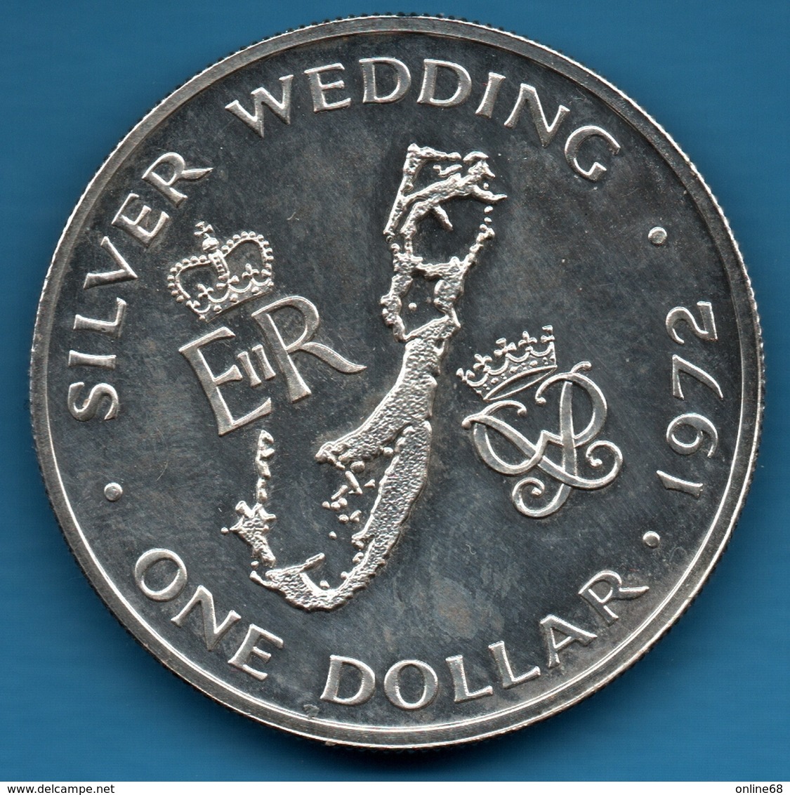 BERMUDA 1 Dollar 1972 Silver Wedding  Argent Silver 0.500  KM# 22 - Bermuda