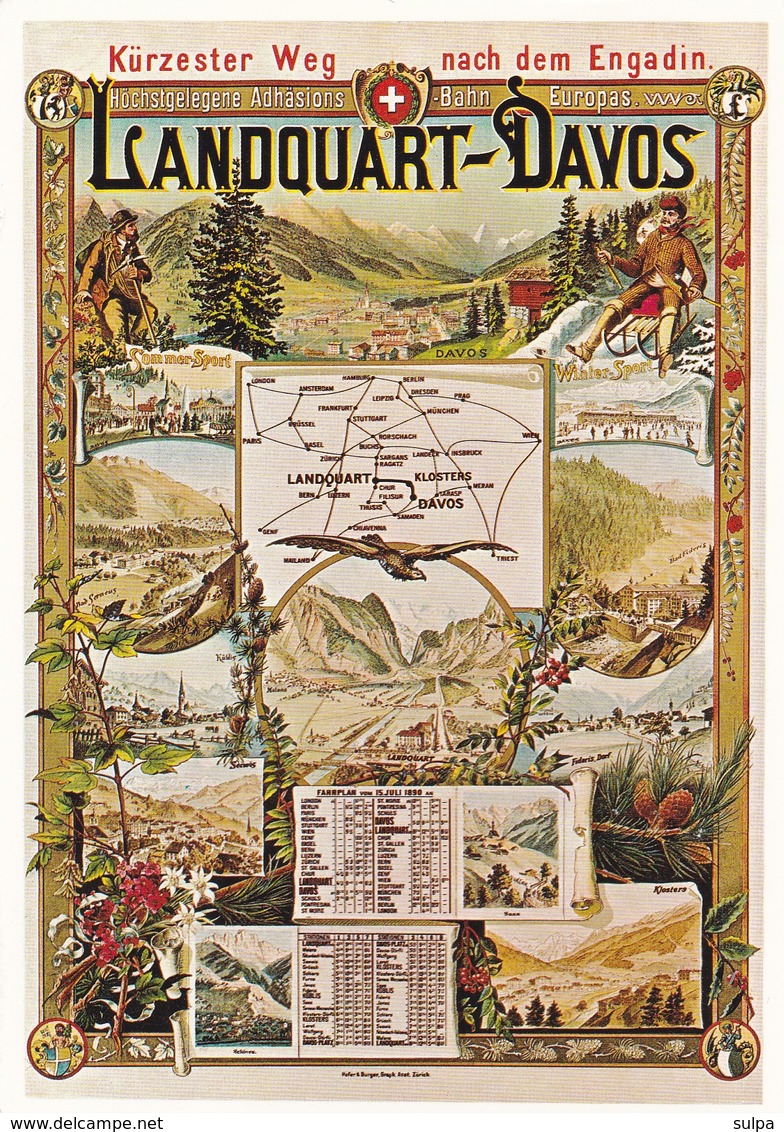 Bez. Prättigau. Landquart-Davos, Plakat-Reproduktion Für Rhätische Bahn, Zirk. - Landquart