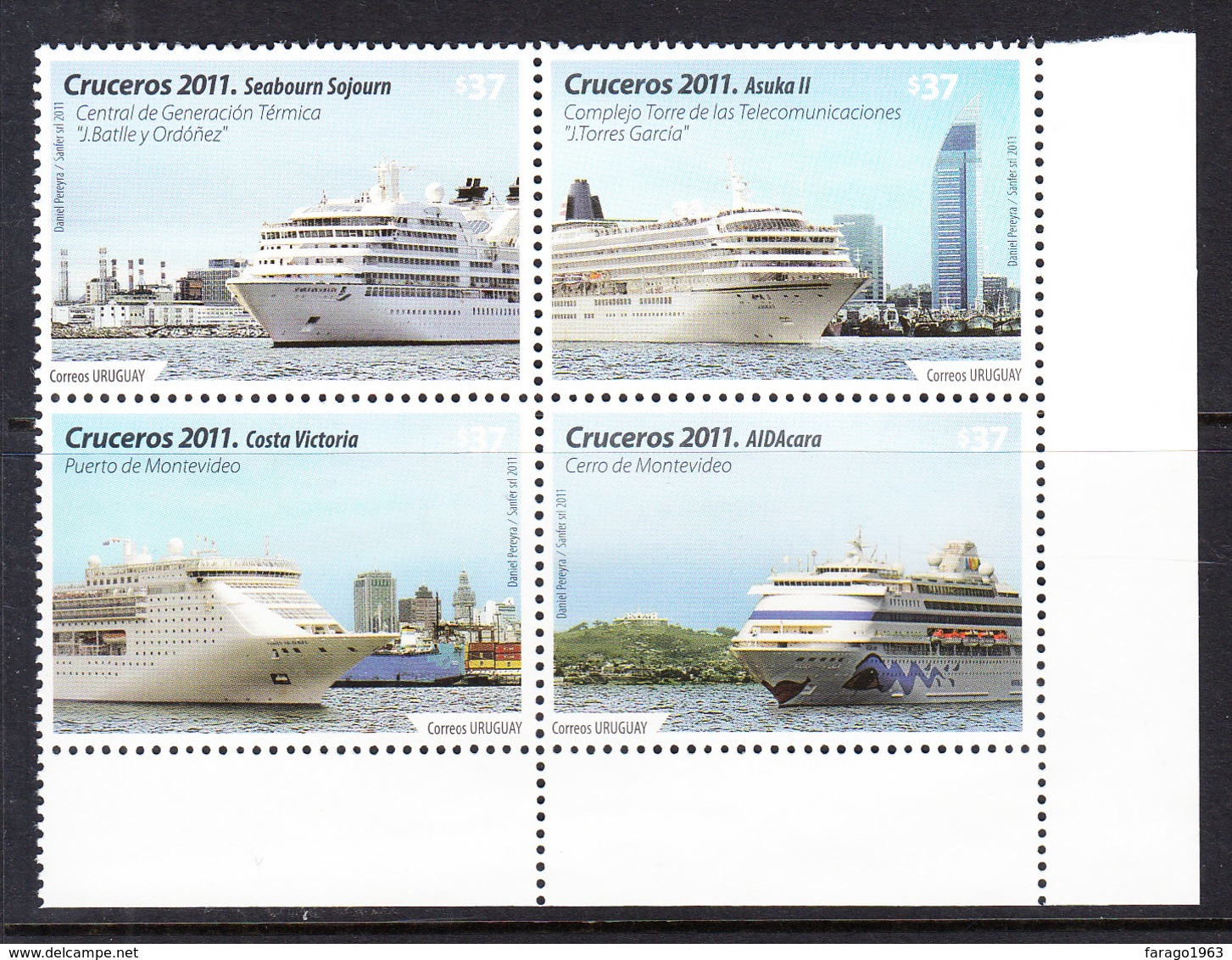 2011 Uruguay Cruise Ships Complete Block Of 4 MNH - Uruguay