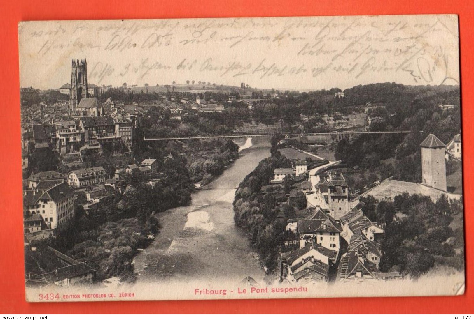 ZAD-01 Fribourg Le Quartier Du Pont Suspendu. Cirulé 1911. Photoglob 3434 - Fribourg