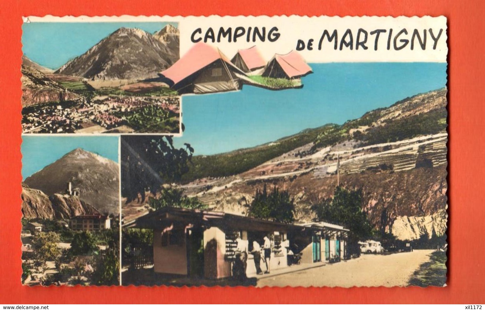 ZAD-07  Camping De Martigny. Route Vers Col Forclaz, Multivues. Tampon Camping EPENEYS Emile Moret, Non Circulé. Sartori - Martigny