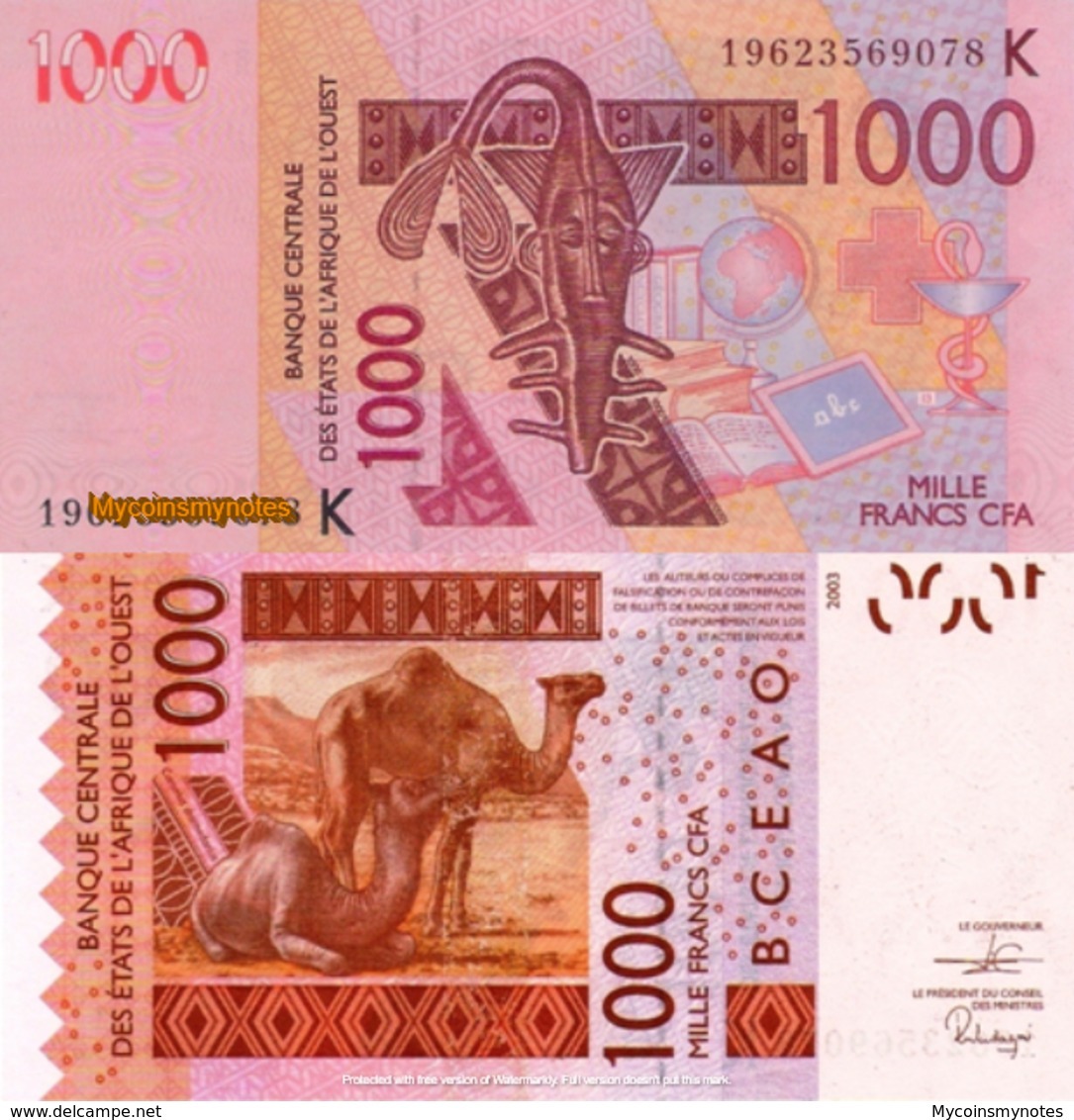 WEST AFRICAN STATES, Senegal, 1000, 2019, Code K, P-NEW "Not Listed In Catalog", UNC - États D'Afrique De L'Ouest