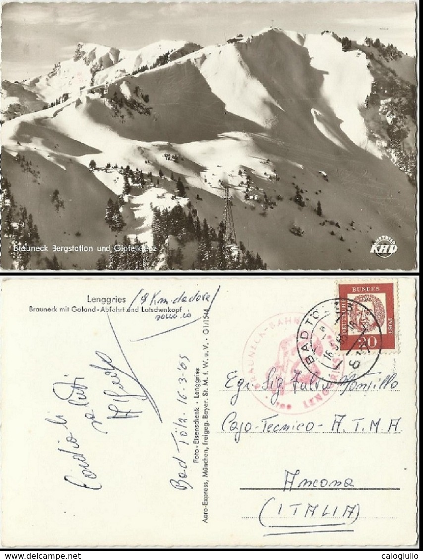 LENGGRIES (BAYERN) - BRAUNECK BERGSTATION UND GIPFELKENZ - VIAGGIATA 1965 - Lenggries